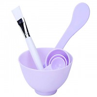 Colorful 4 In 1 Beauty Makeup Plastic DIY Facial Face Mask Mixing Bowl With Mask Brush 9064