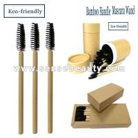 Eco-friendly Bamboo Handle Disposable Mascara Wand Eyelash Extension Application Mascara Brush